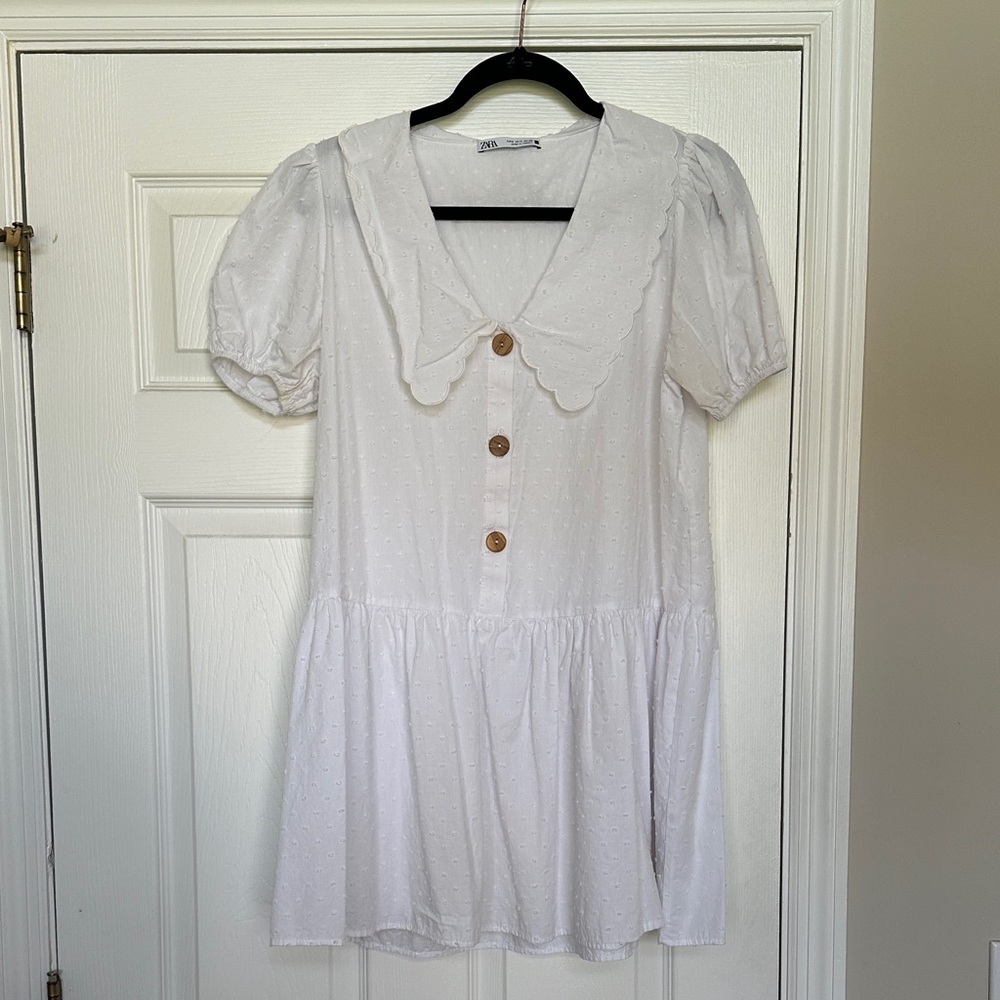 Zara White Textured Dress